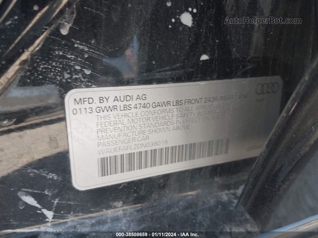 2013 Audi A4 2.0t Premium Черный vin: WAUEFAFL2DN036015