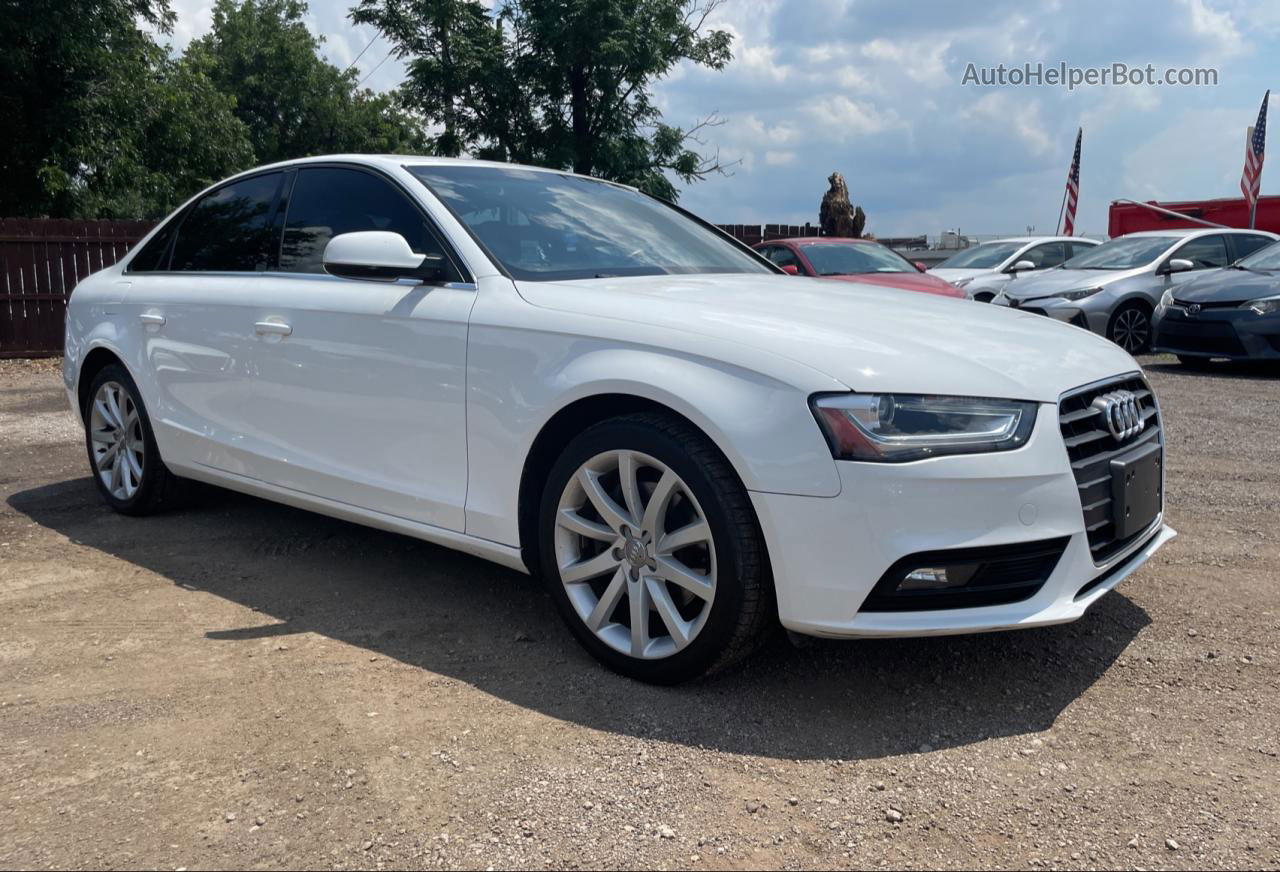 2013 Audi A4 Premium Plus White vin: WAUEFAFL5DA115850