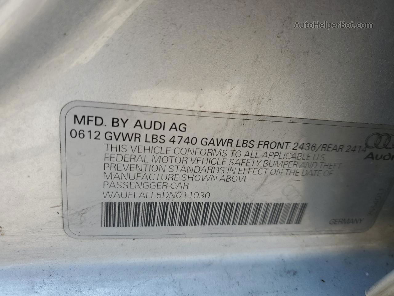 2013 Audi A4 Premium Plus Silver vin: WAUEFAFL5DN011030