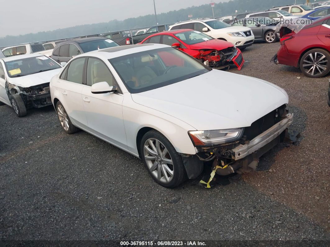 2013 Audi A4 Premium Plus White vin: WAUEFAFL8DN023558