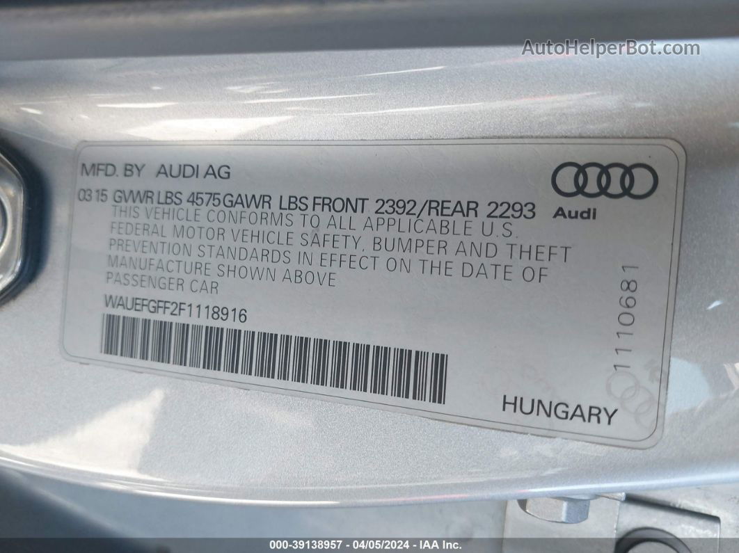 2015 Audi A3 2.0t Premium Silver vin: WAUEFGFF2F1118916