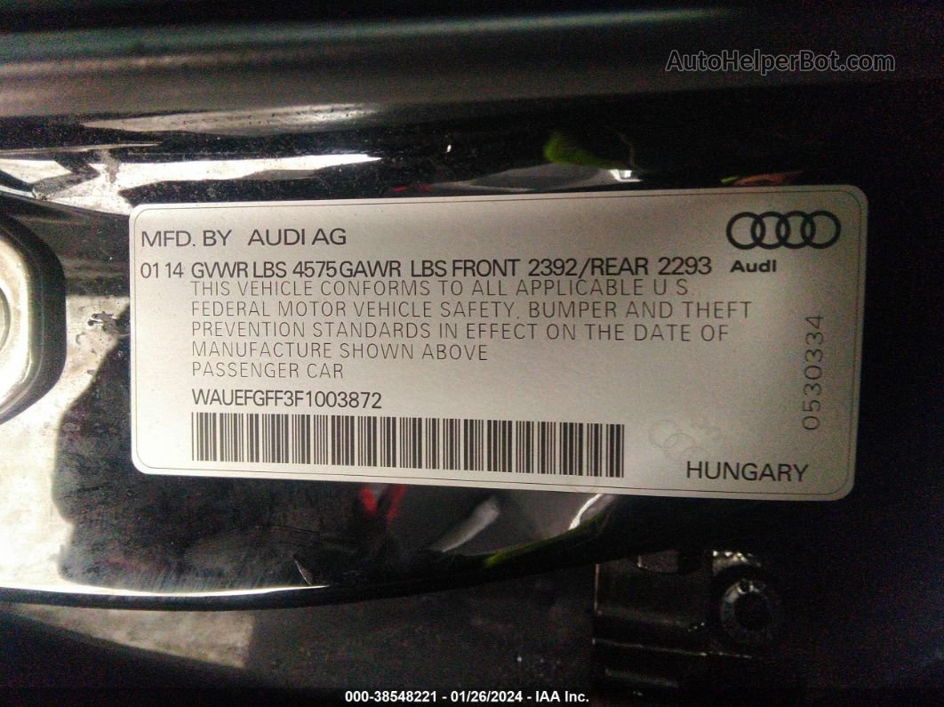 2015 Audi A3 2.0t Premium Black vin: WAUEFGFF3F1003872