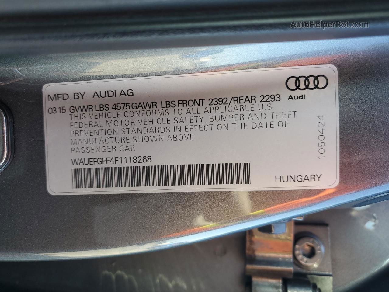 2015 Audi A3 Premium Plus Gray vin: WAUEFGFF4F1118268