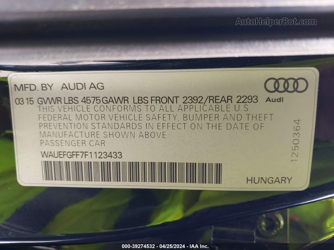 2015 Audi A3 2.0t Premium Black vin: WAUEFGFF7F1123433