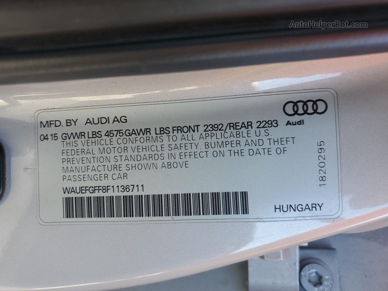 2015 Audi A3 Premium Plus Gray vin: WAUEFGFF8F1136711