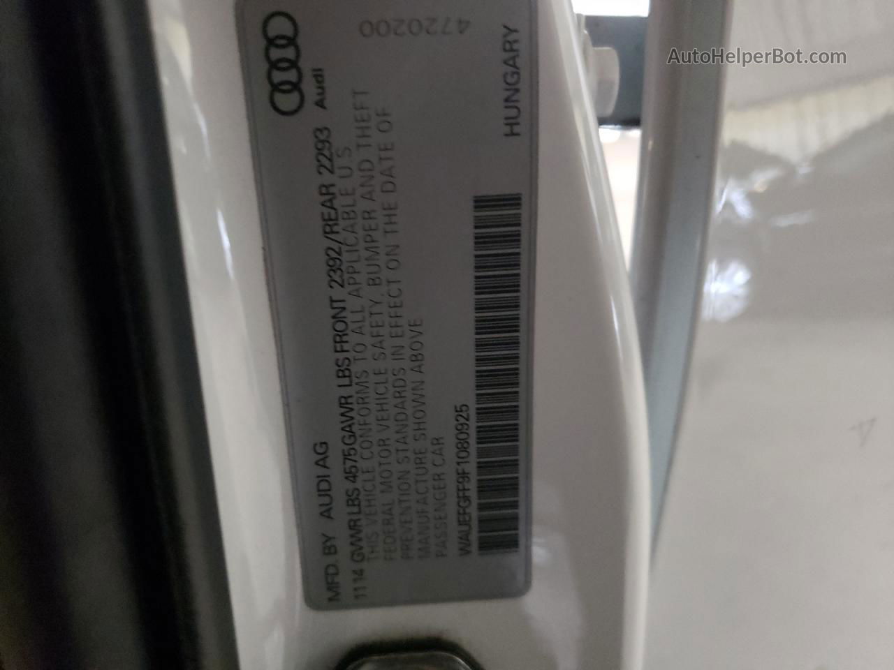 2015 Audi A3 Premium Plus White vin: WAUEFGFF9F1080925