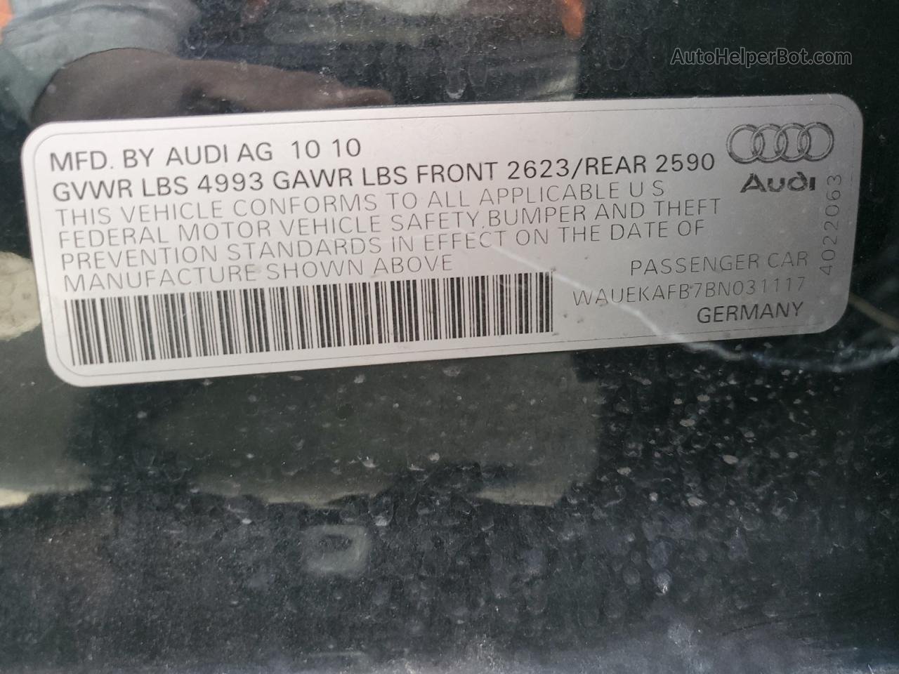 2011 Audi A6 Premium Plus Black vin: WAUEKAFB7BN031117