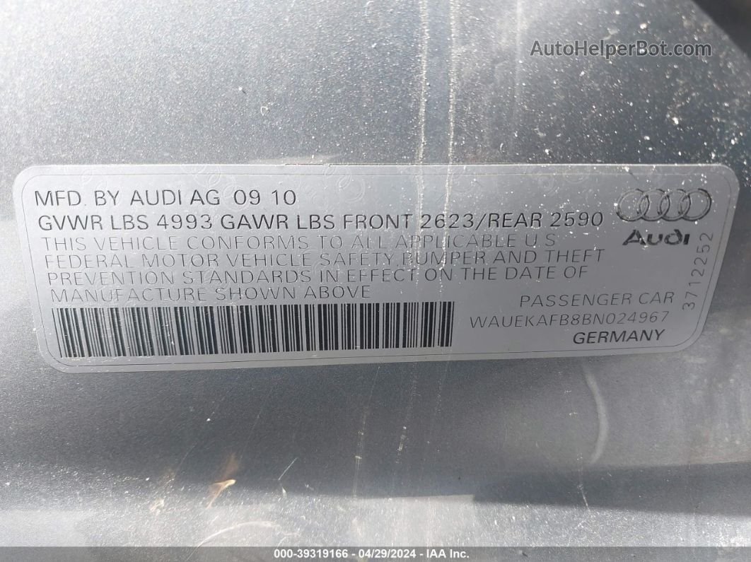 2011 Audi A6 3.2 Premium Серый vin: WAUEKAFB8BN024967