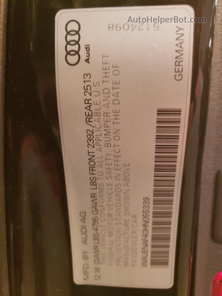 2017 Audi A4 Premium Plus Black vin: WAUENAF40HN055339
