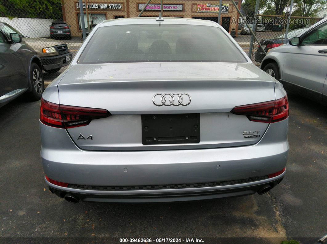 2018 Audi A4 2.0t Qua Prem Plus Silver vin: WAUENAF40JA110529