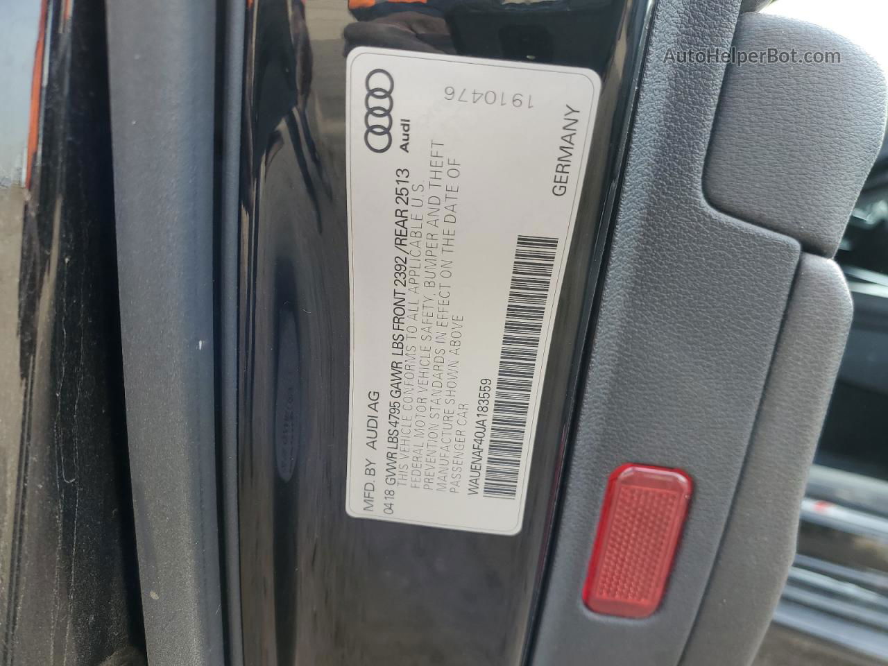 2018 Audi A4 Premium Plus Черный vin: WAUENAF40JA183559