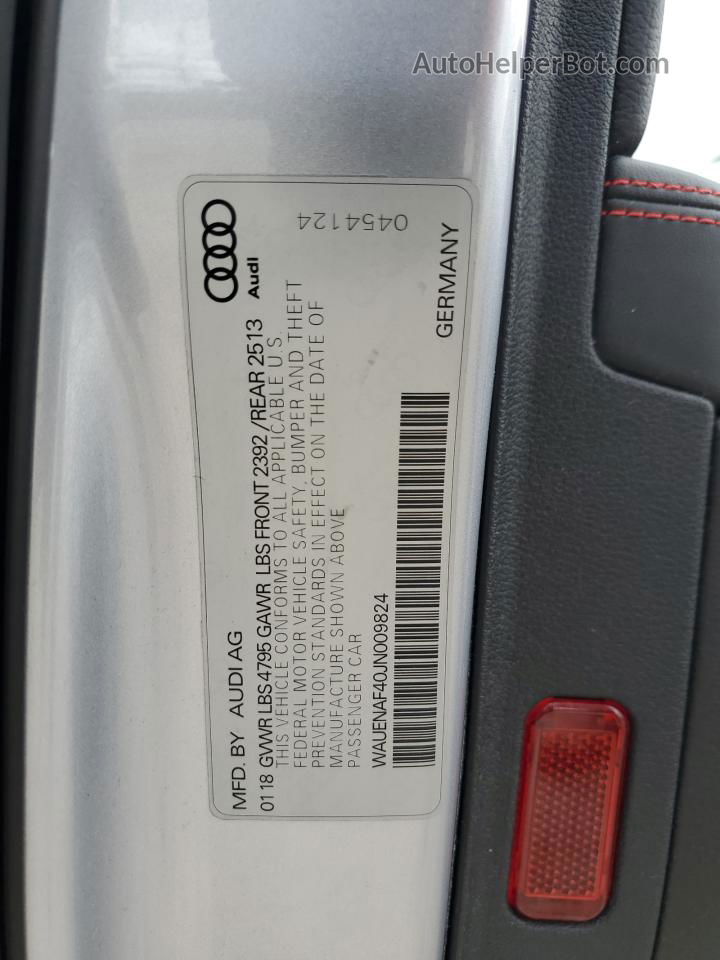 2018 Audi A4 Premium Plus Silver vin: WAUENAF40JN009824