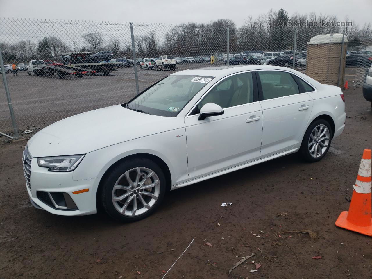 2019 Audi A4 Premium Plus White vin: WAUENAF42KA013625