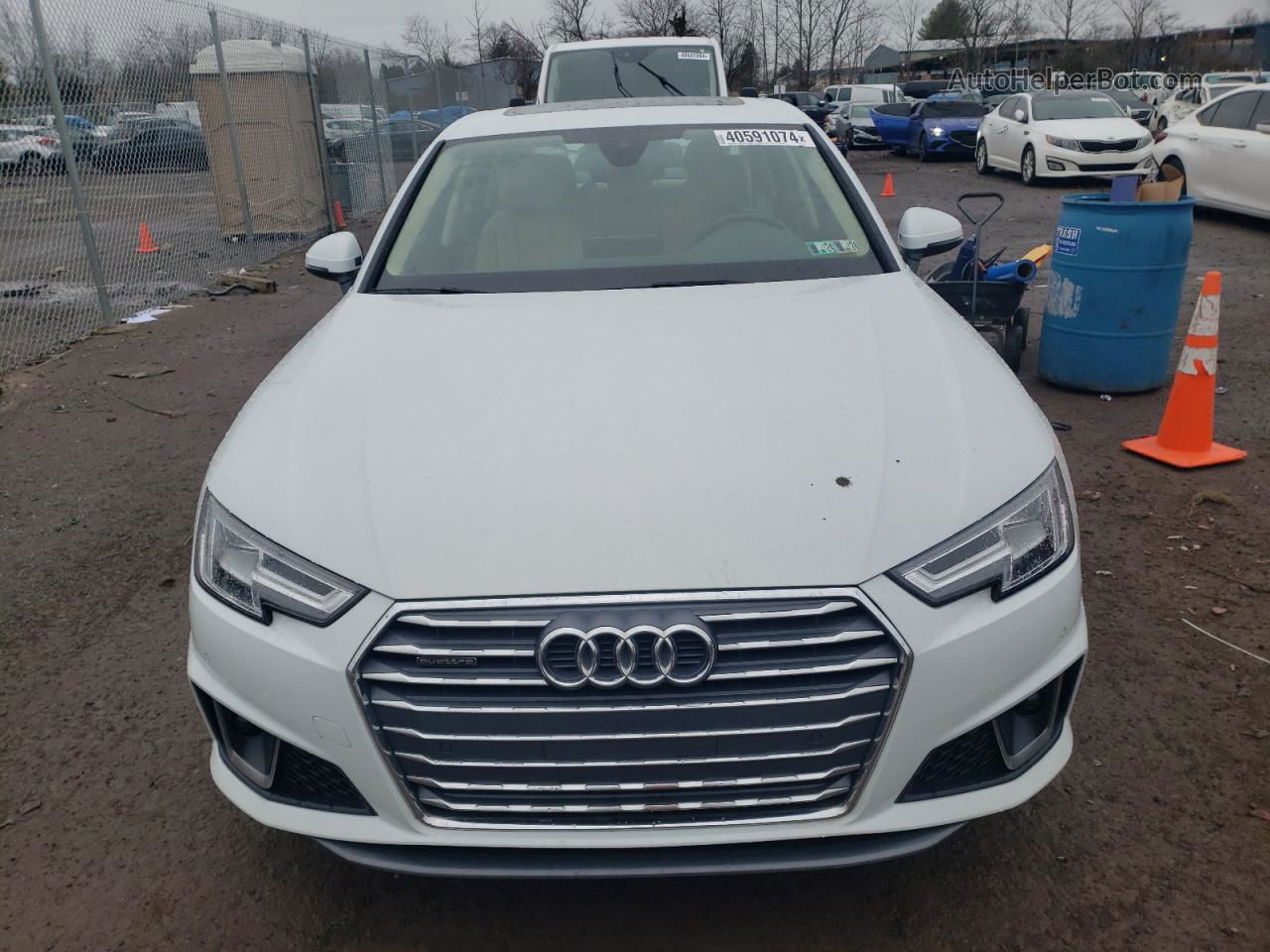 2019 Audi A4 Premium Plus White vin: WAUENAF42KA013625