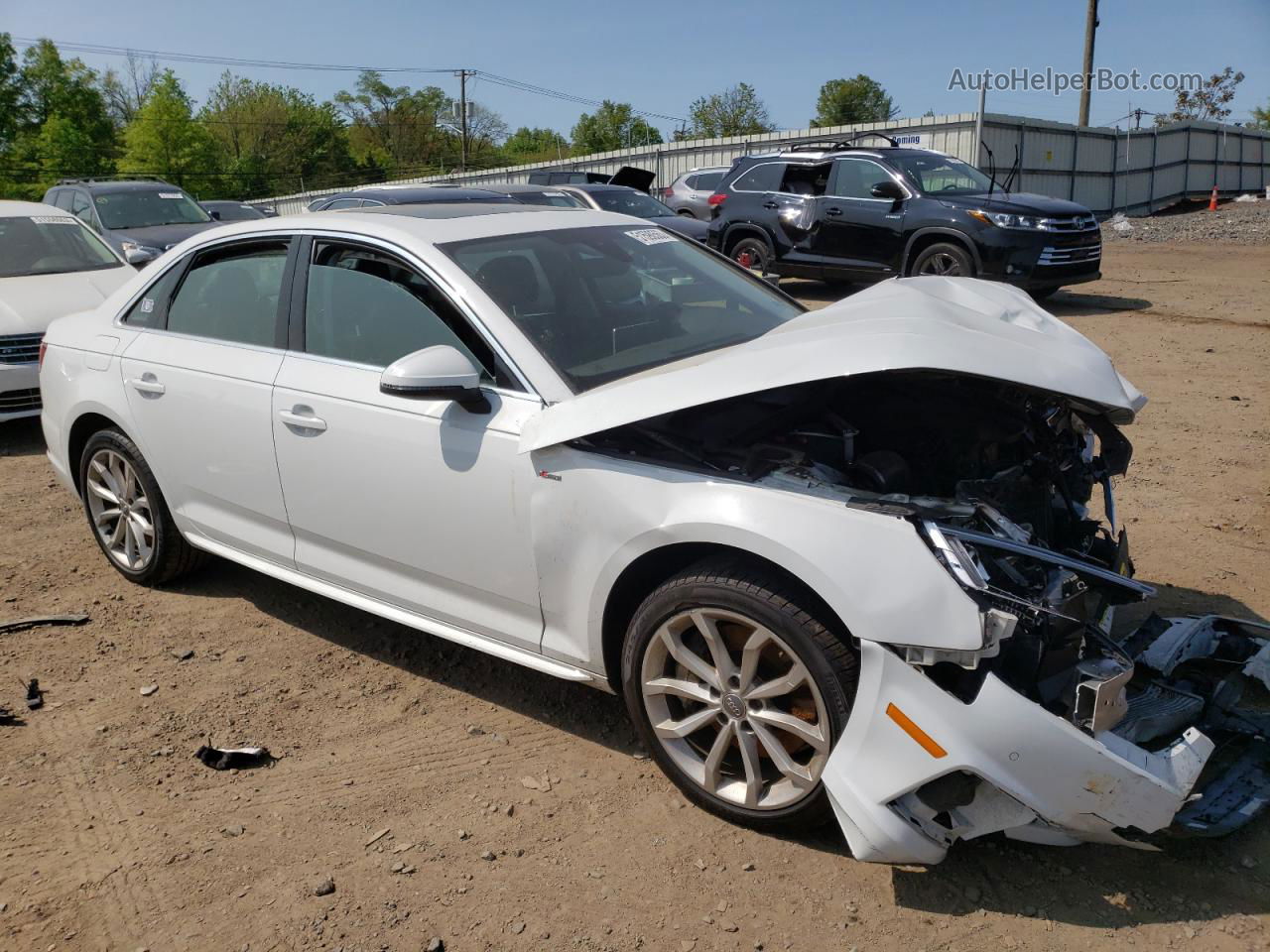 2019 Audi A4 Premium Plus White vin: WAUENAF42KN012256