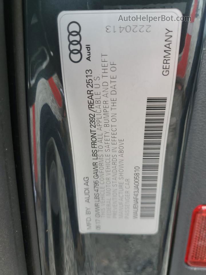 2018 Audi A4 Premium Plus Black vin: WAUENAF43JA005810