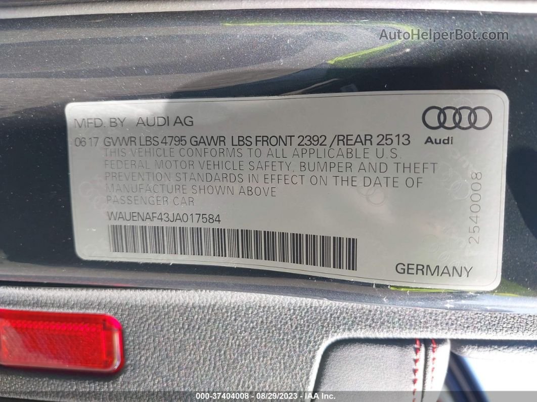 2018 Audi A4 Premium Plus Gray vin: WAUENAF43JA017584