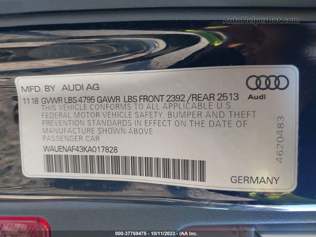 2019 Audi A4 45 Premium Black vin: WAUENAF43KA017828