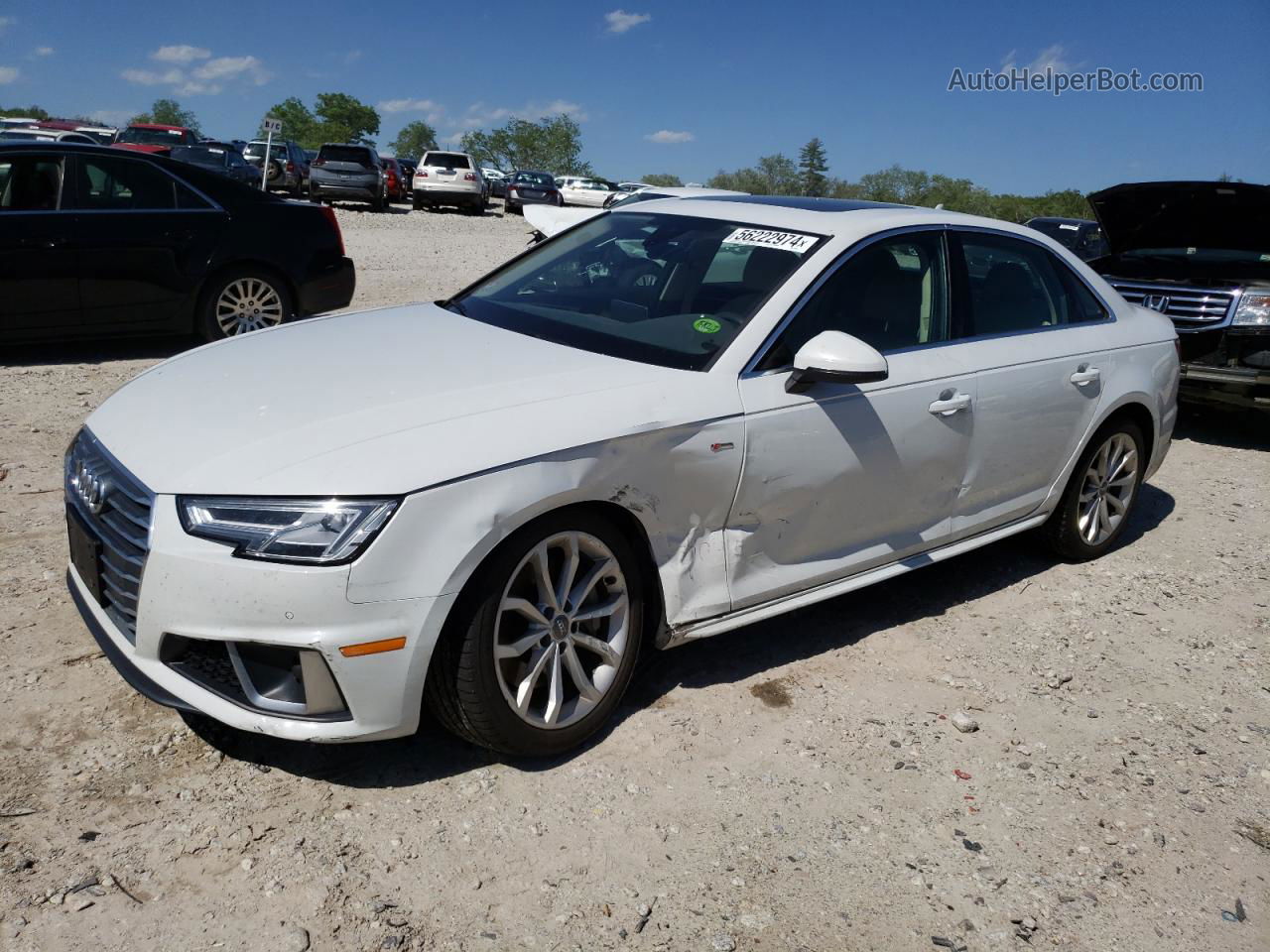 2019 Audi A4 Premium Plus White vin: WAUENAF43KN019359