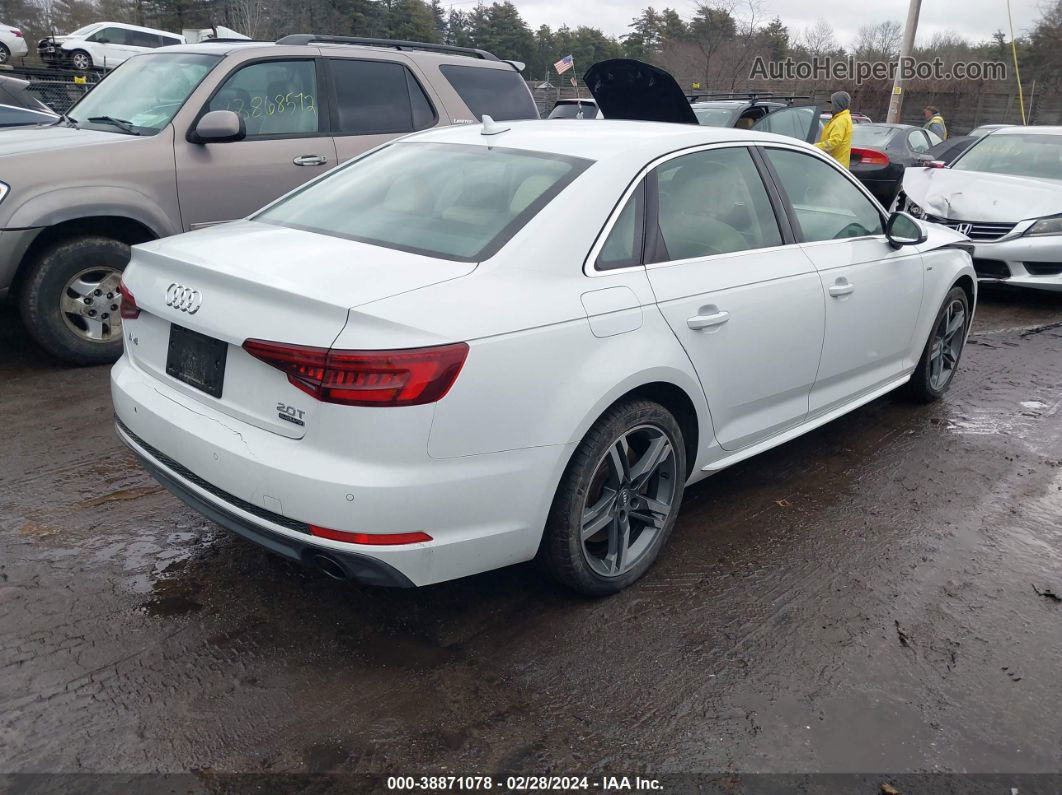 2018 Audi A4 2.0t Premium/2.0t Tech Premium White vin: WAUENAF44JN019949