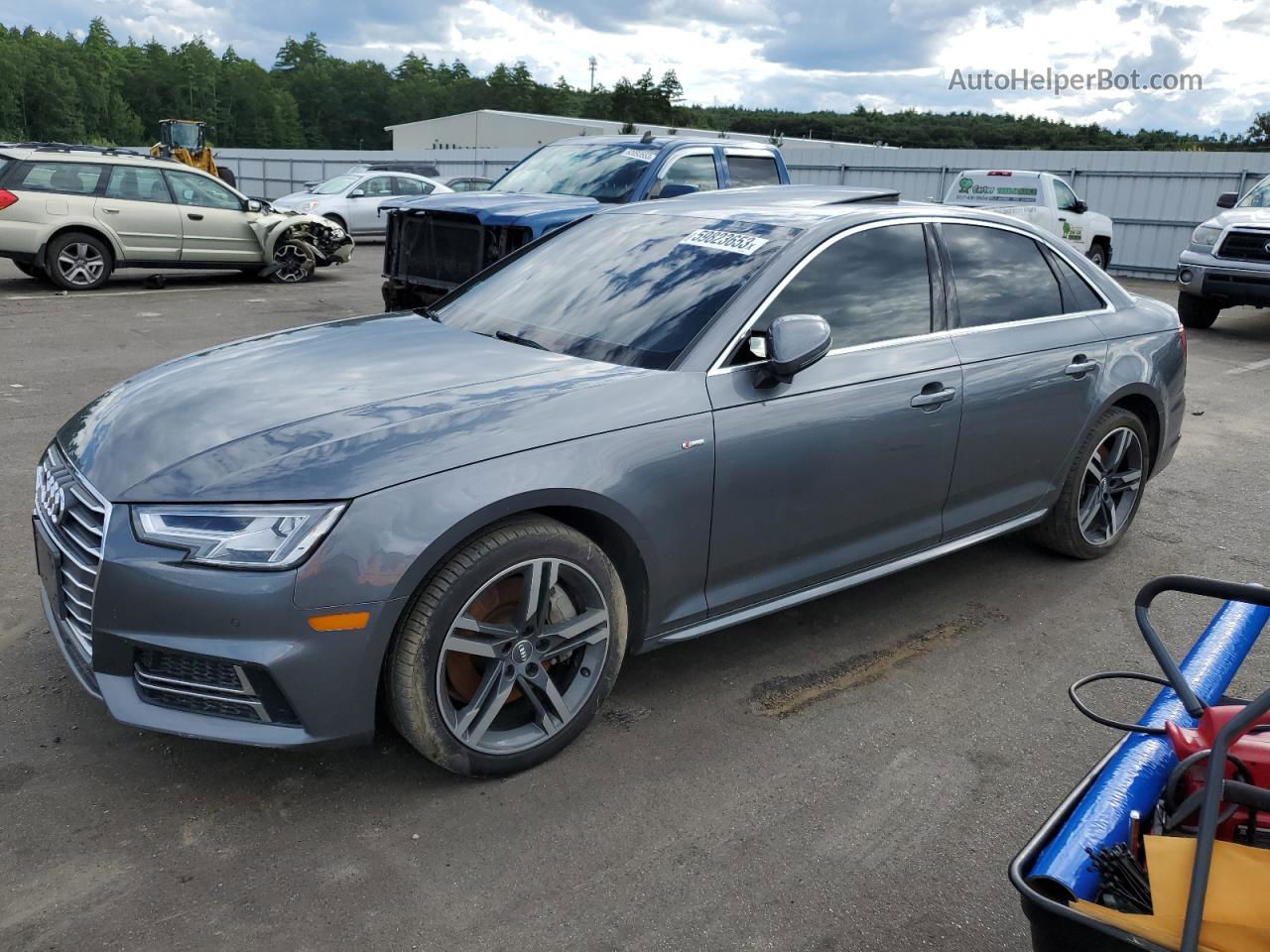 2018 Audi A4 Premium Plus Gray vin: WAUENAF45JA060078