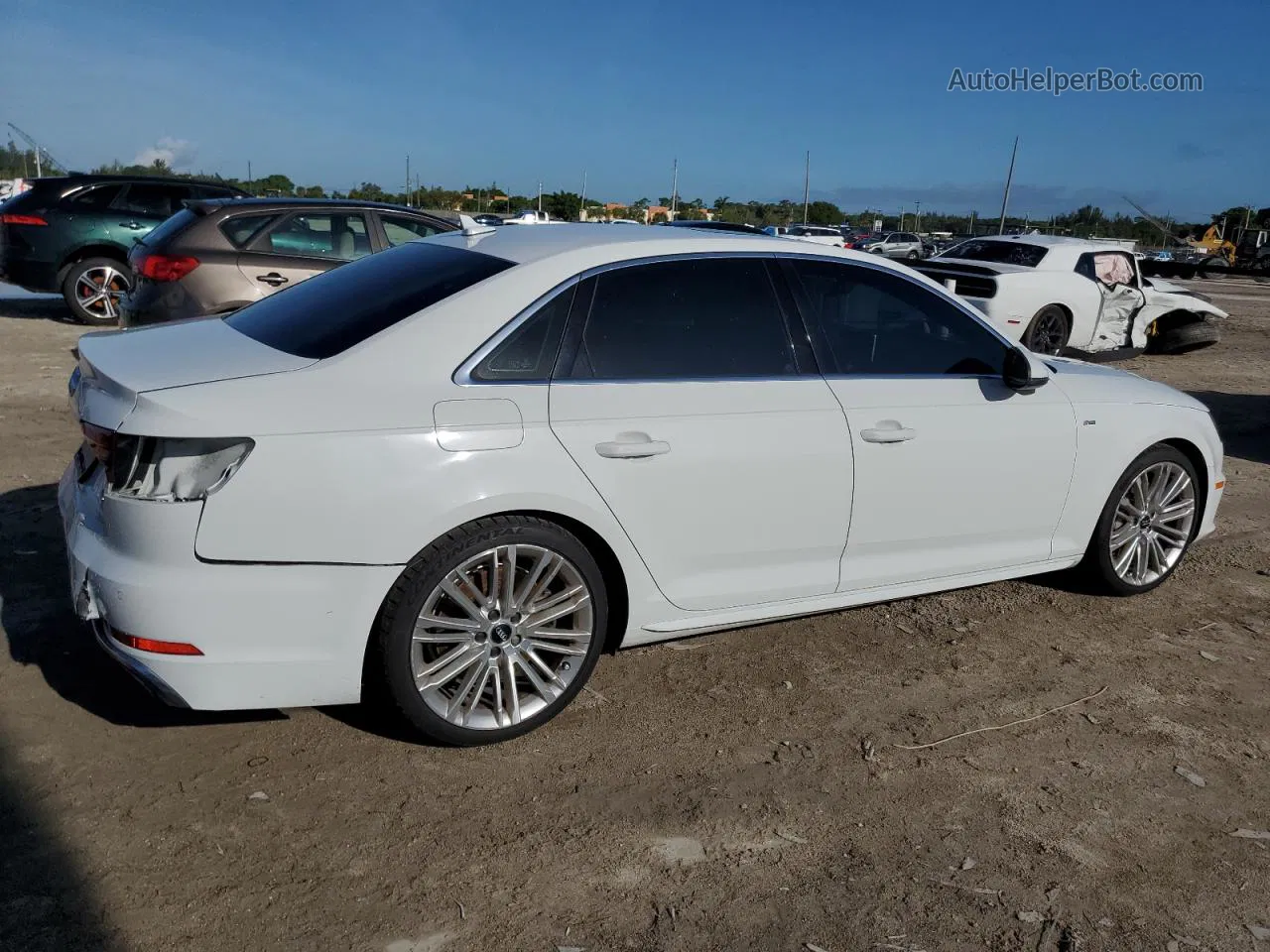 2019 Audi A4 Premium Plus White vin: WAUENAF45KA035425