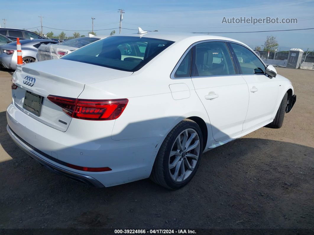 2019 Audi A4 45 Premium White vin: WAUENAF45KA117641