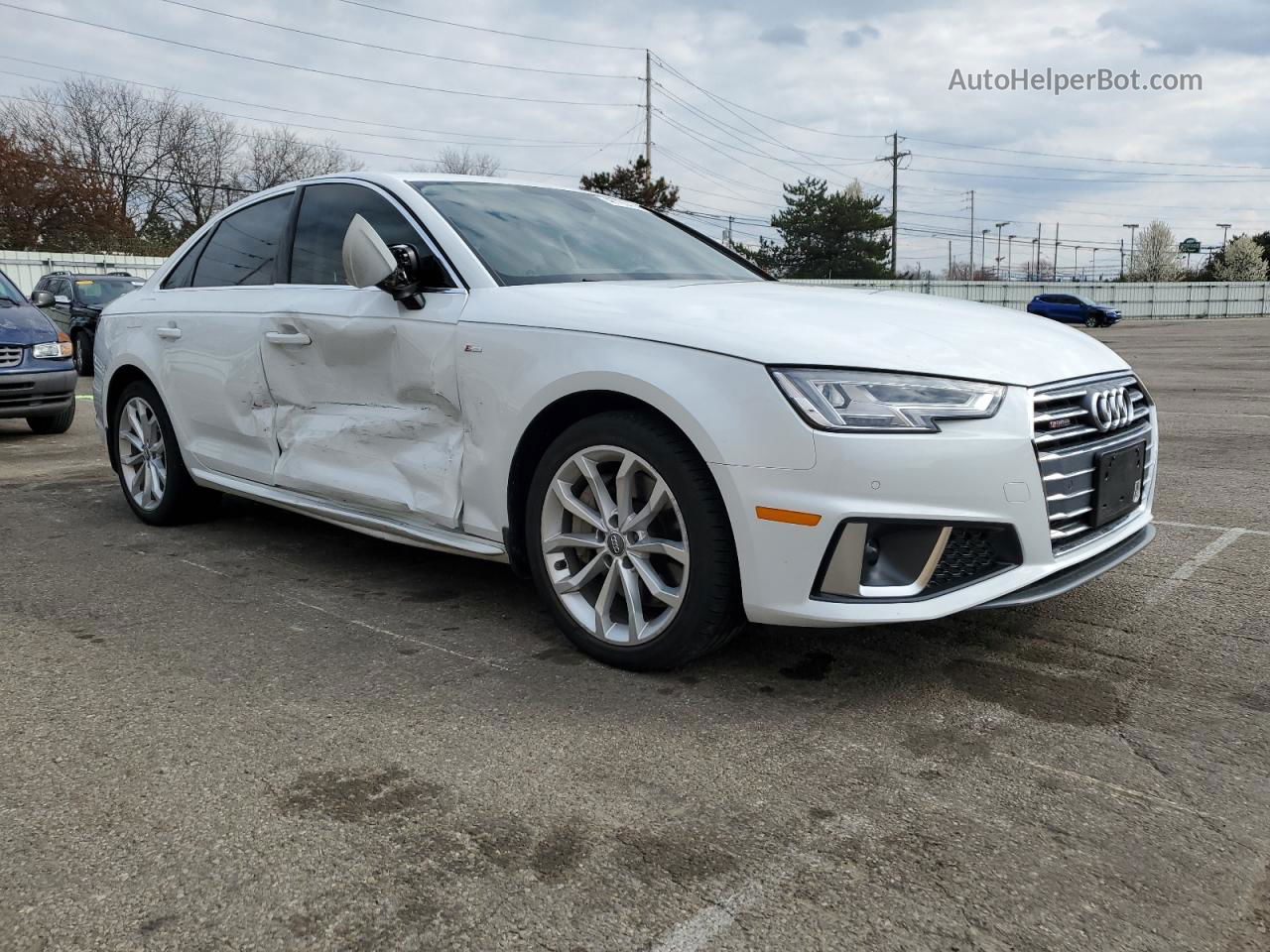 2019 Audi A4 Premium Plus White vin: WAUENAF45KN002756