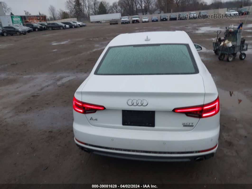 2018 Audi A4 2.0t Premium/2.0t Tech Premium White vin: WAUENAF46JN019399