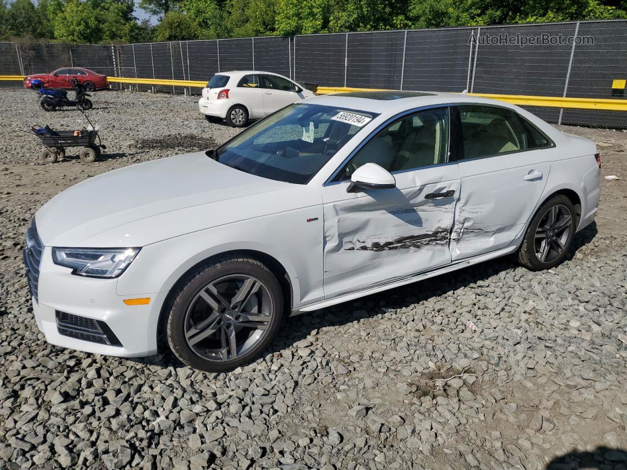 2018 Audi A4 Premium Plus White vin: WAUENAF47JA085127