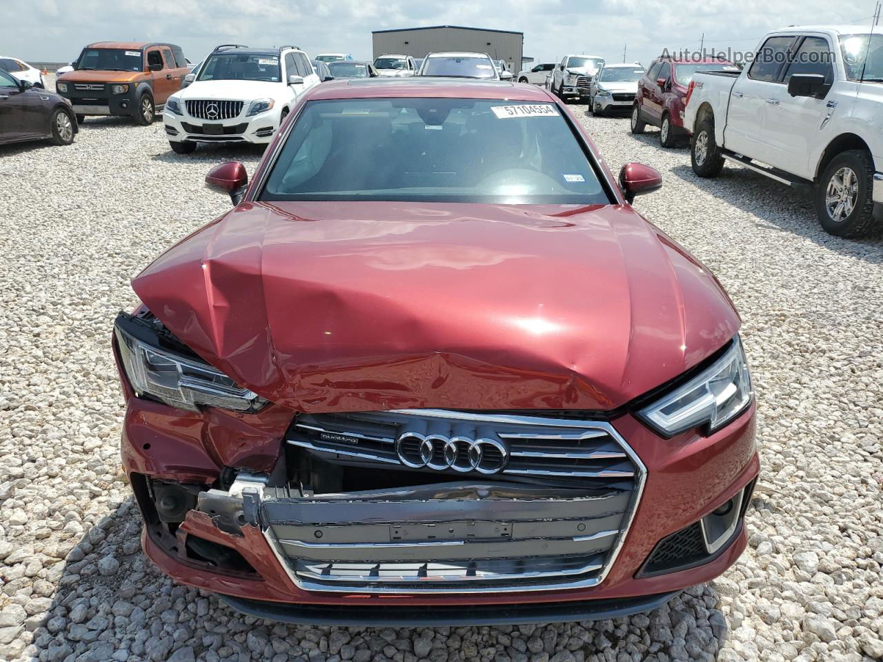 2019 Audi A4 Premium Plus Red vin: WAUENAF47KA008744