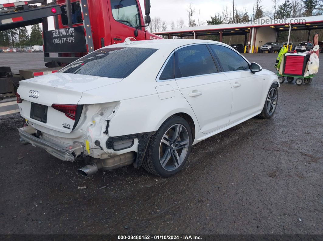 2018 Audi A4 2.0t Premium/2.0t Tech Premium White vin: WAUENAF48JN002314