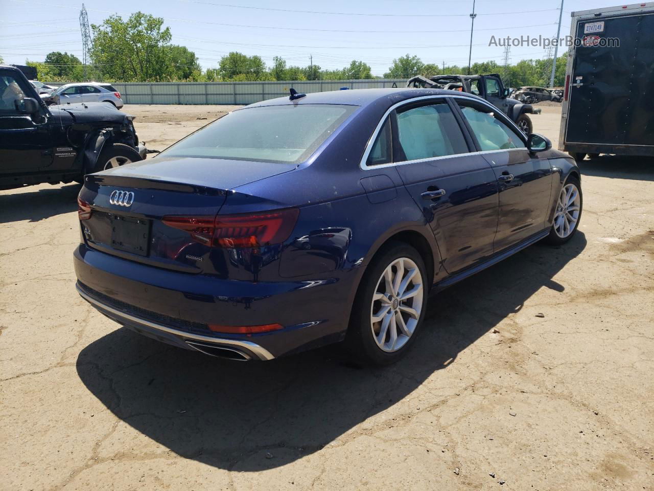 2019 Audi A4 Premium Plus Синий vin: WAUENAF48KA018151