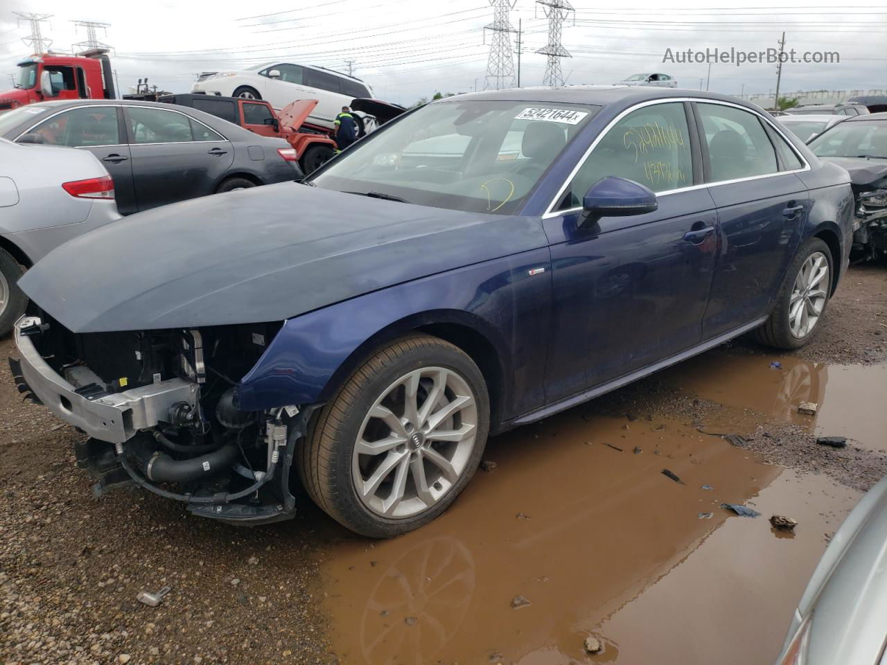 2019 Audi A4 Premium Plus Blue vin: WAUENAF48KA080262