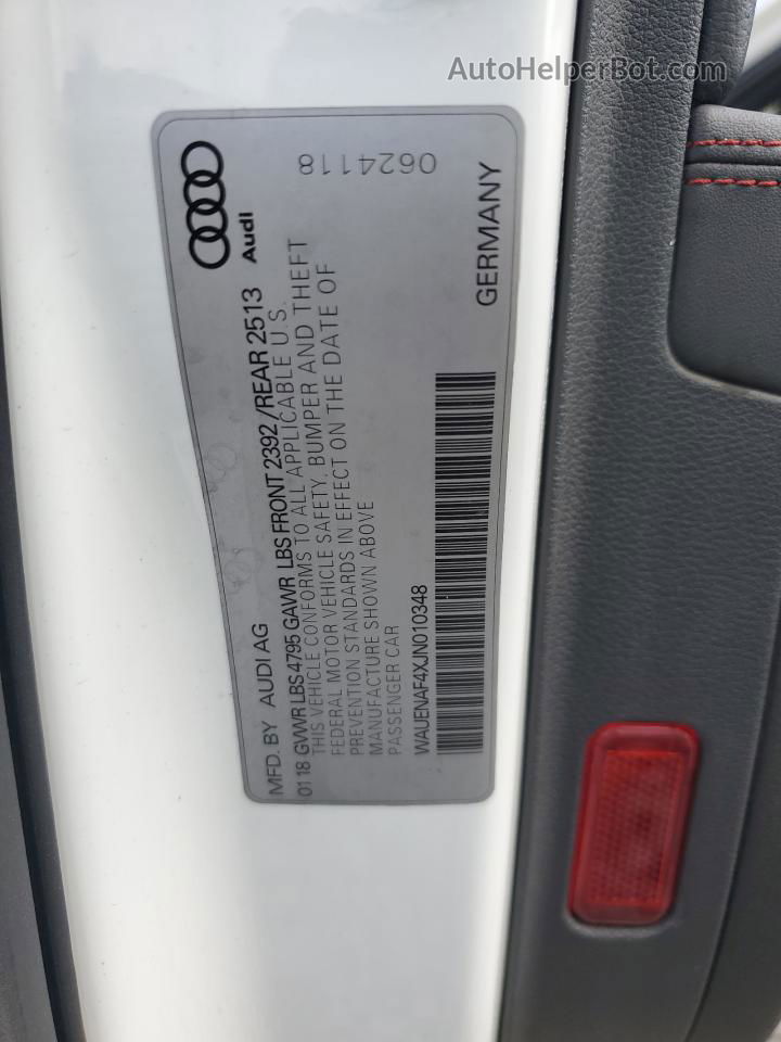 2018 Audi A4 Premium Plus White vin: WAUENAF4XJN010348