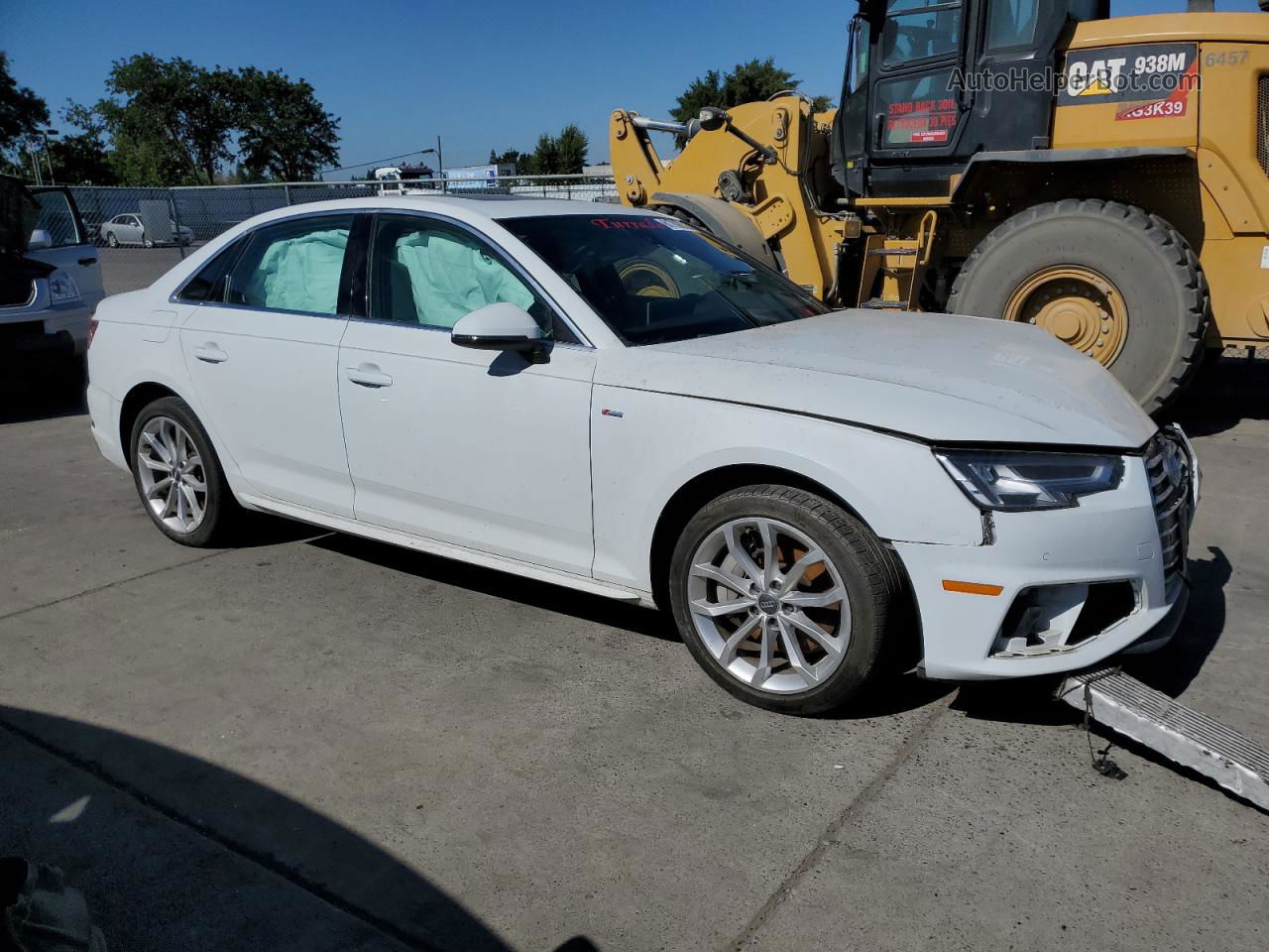 2019 Audi A4 Premium Plus White vin: WAUENAF4XKA073121