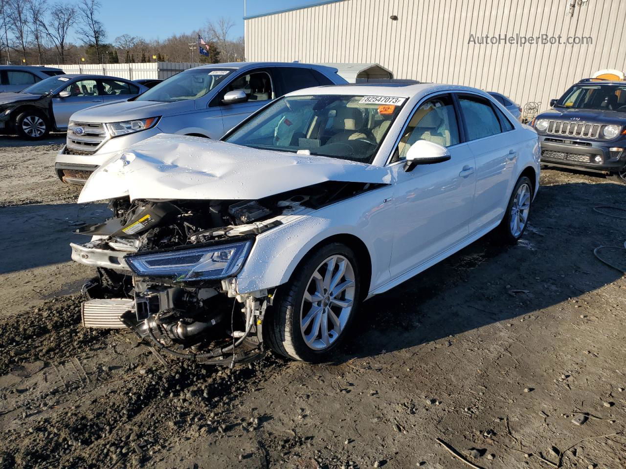 2019 Audi A4 Premium Plus White vin: WAUENAF4XKA109826