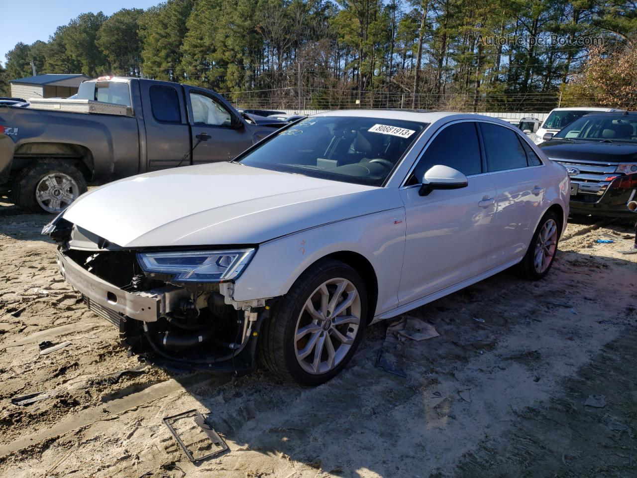 2019 Audi A4 Premium Plus White vin: WAUENAF4XKN013008