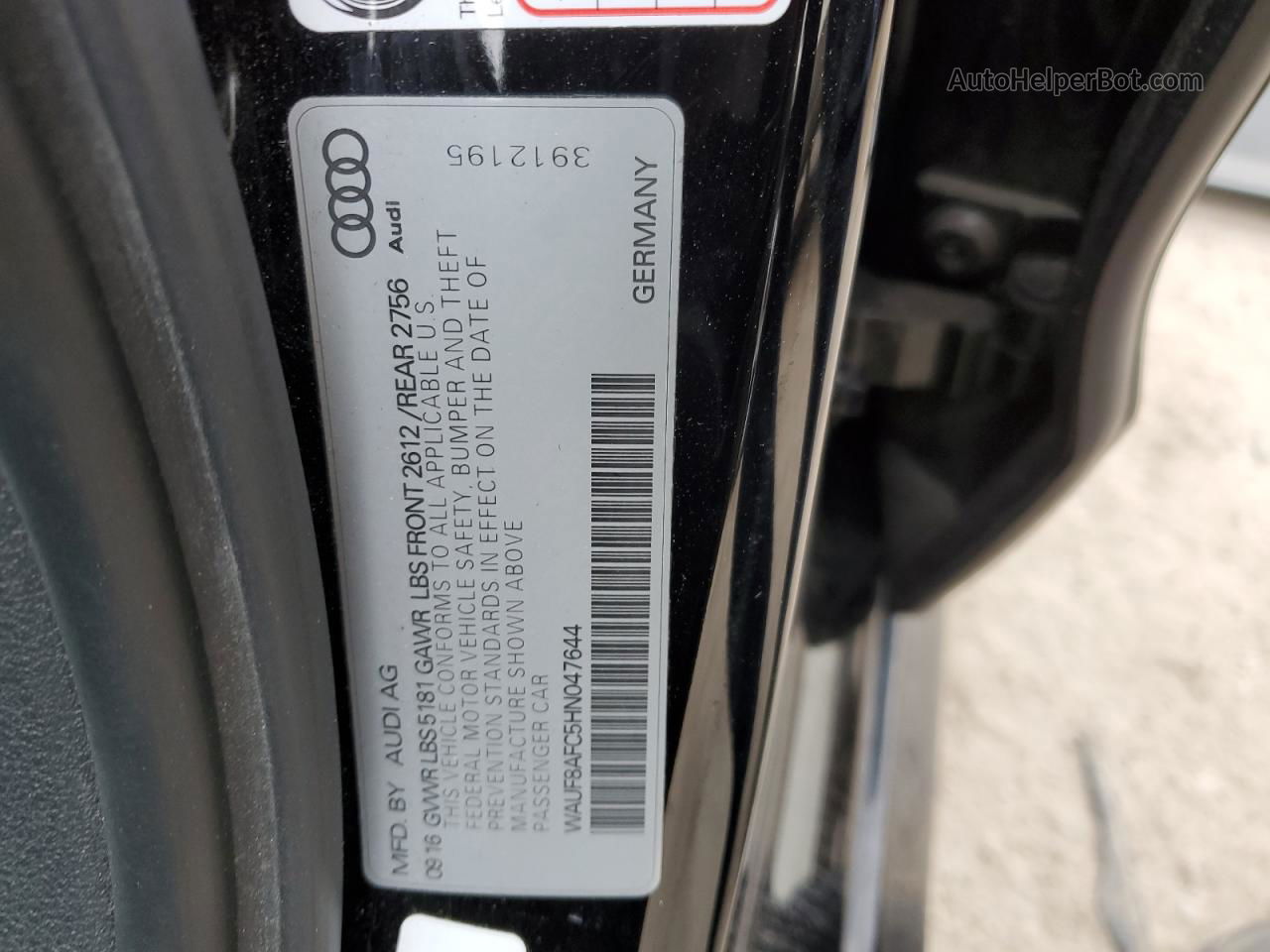 2017 Audi A6 Premium Black vin: WAUF8AFC5HN047644