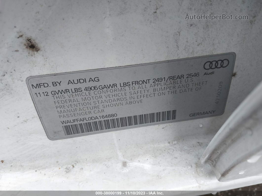 2013 Audi A4 2.0t Premium White vin: WAUFFAFL0DA164880