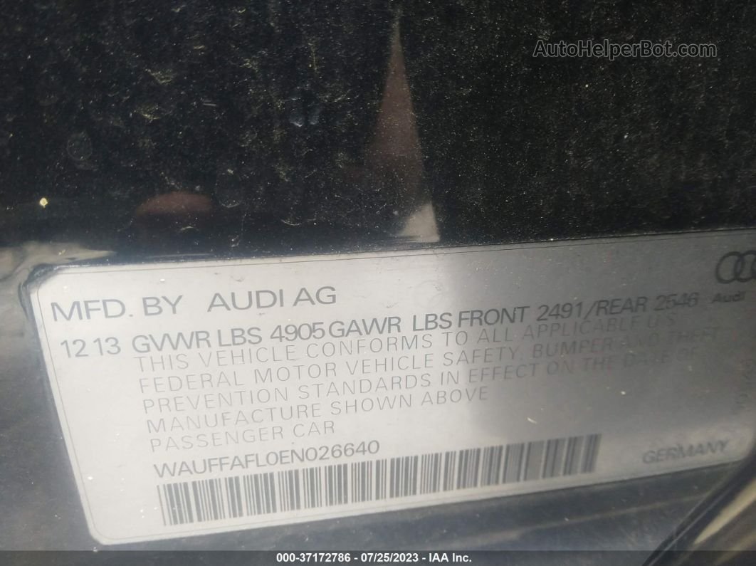 2014 Audi A4 Premium Plus Black vin: WAUFFAFL0EN026640