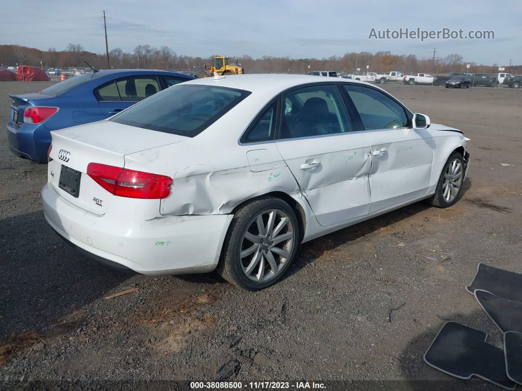 2013 Audi A4 2.0t Premium White vin: WAUFFAFL1DN005052