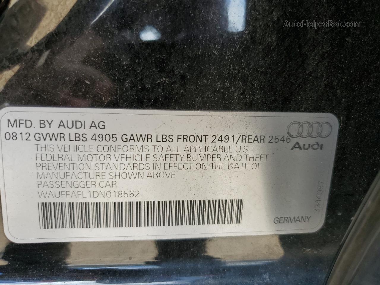 2013 Audi A4 Premium Plus Черный vin: WAUFFAFL1DN018562