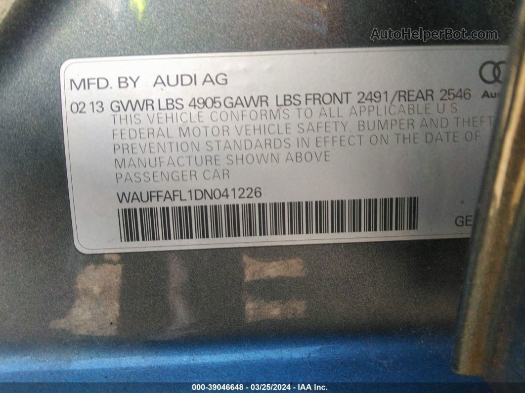 2013 Audi A4 2.0t Premium Gray vin: WAUFFAFL1DN041226