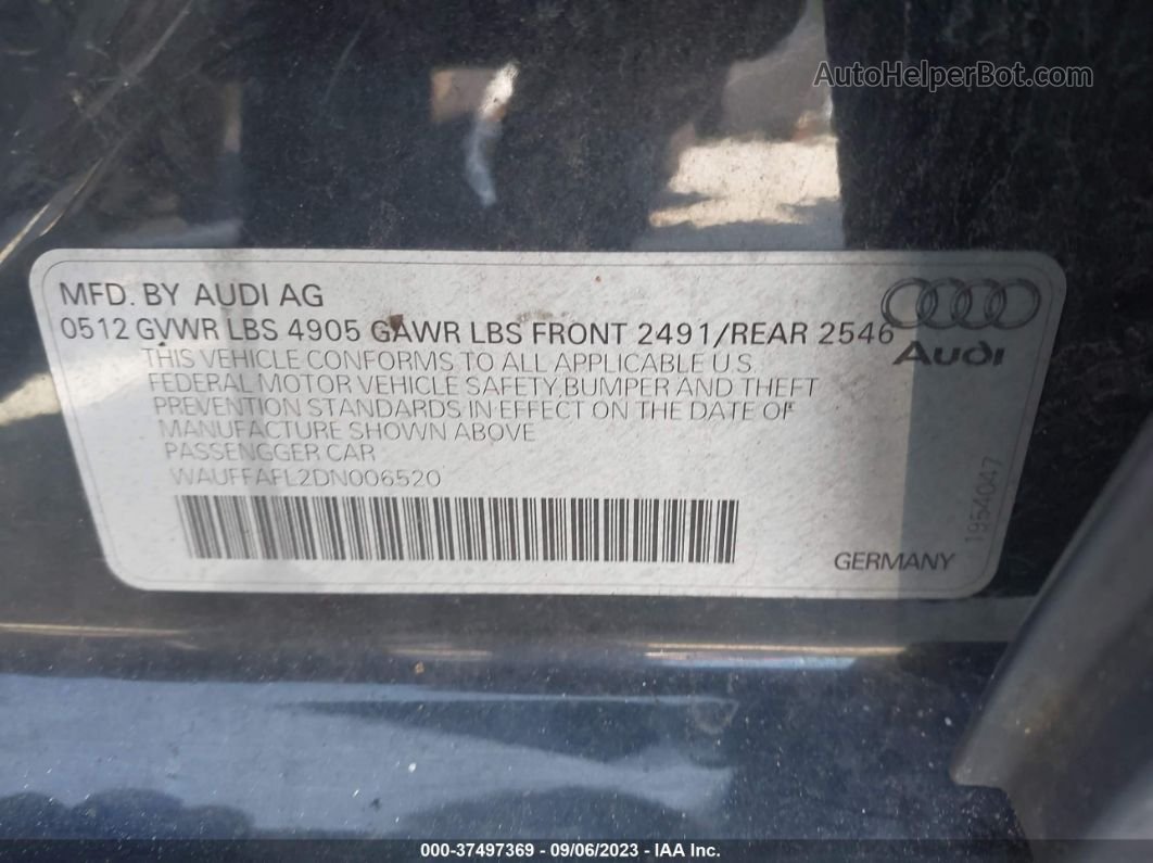 2013 Audi A4 2.0t Premium Black vin: WAUFFAFL2DN006520