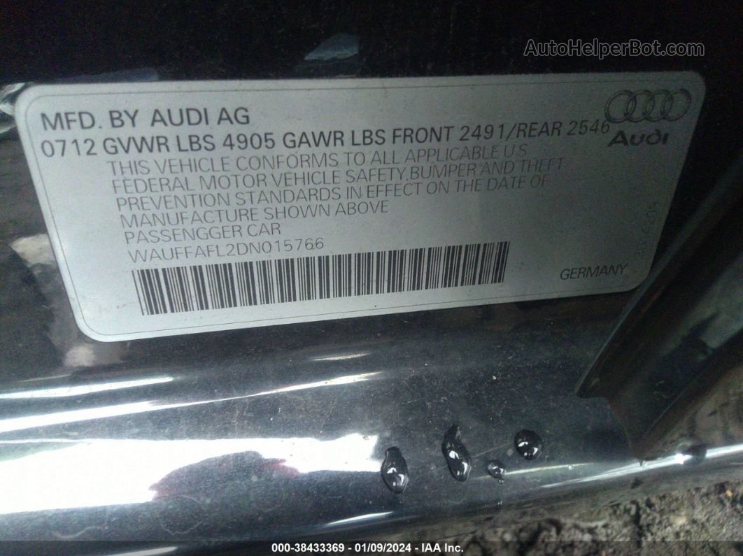 2013 Audi A4 2.0t Premium Black vin: WAUFFAFL2DN015766