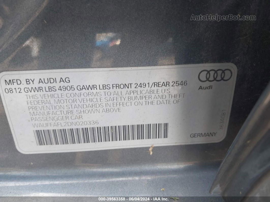 2013 Audi A4 2.0t Premium Gray vin: WAUFFAFL2DN020336