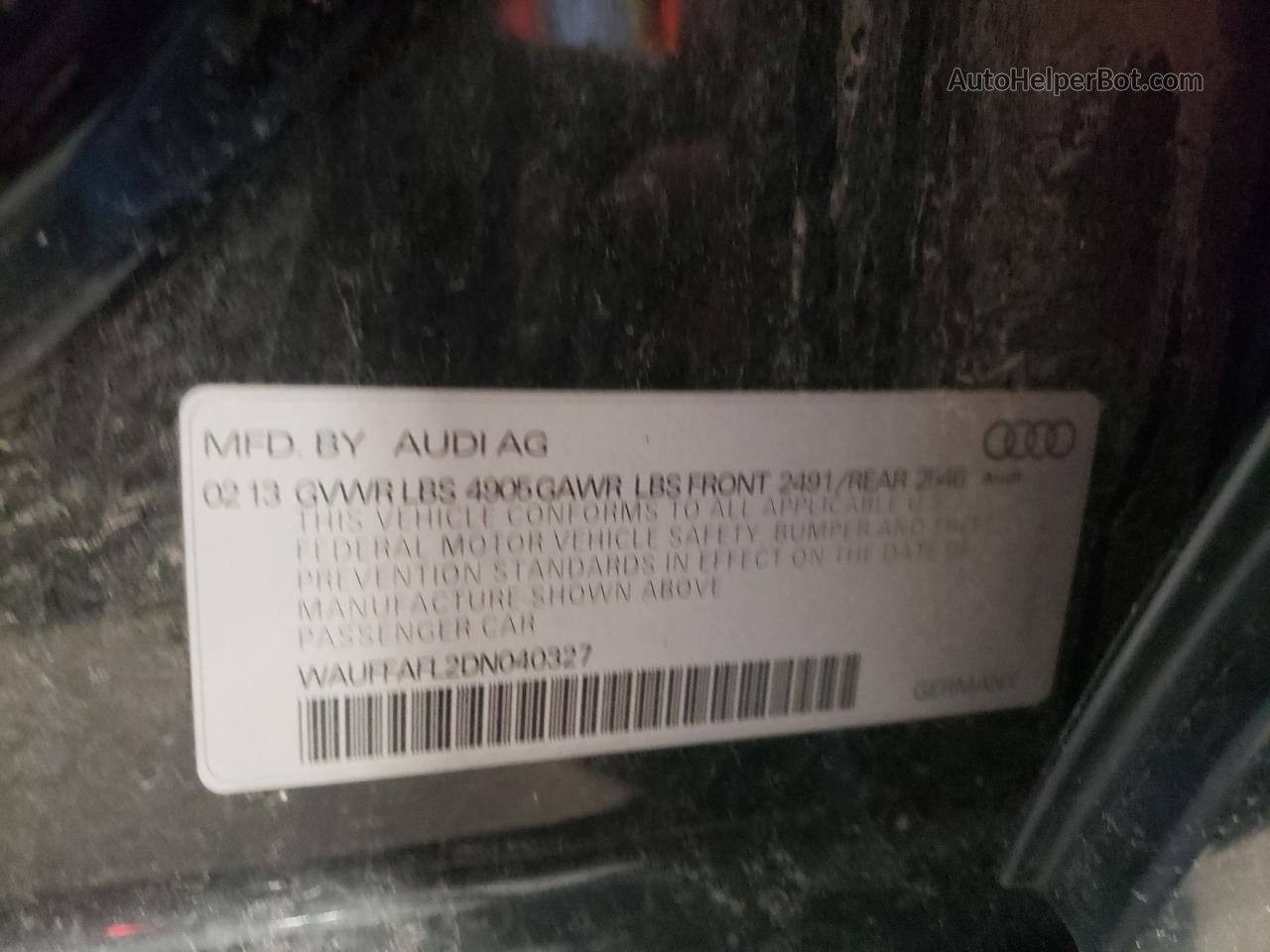 2013 Audi A4 Premium Plus Black vin: WAUFFAFL2DN040327