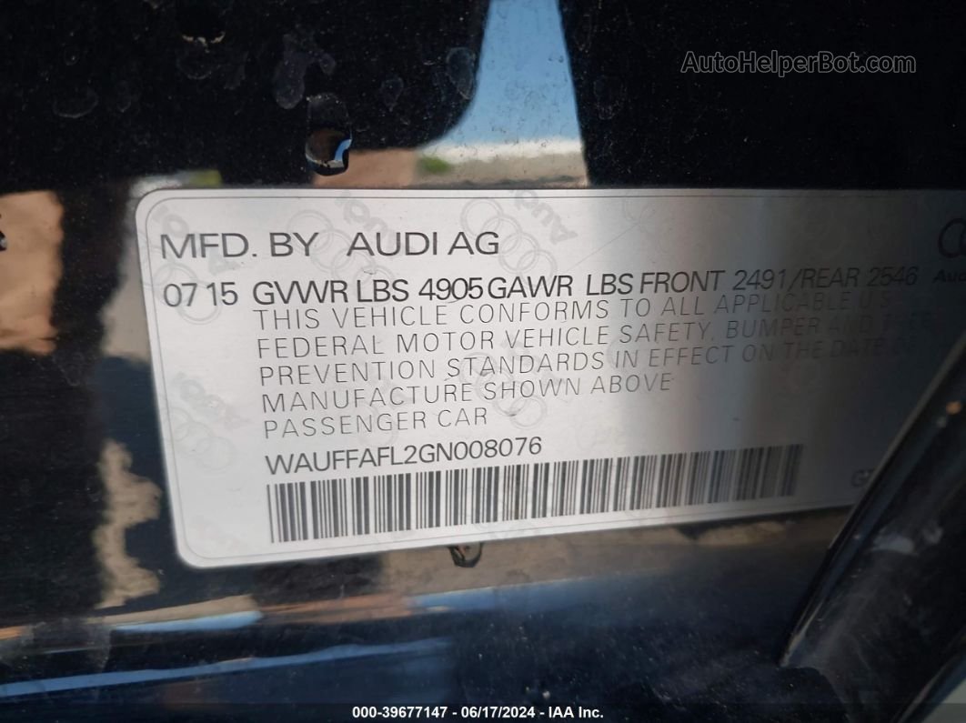 2016 Audi A4 2.0t Premium Черный vin: WAUFFAFL2GN008076