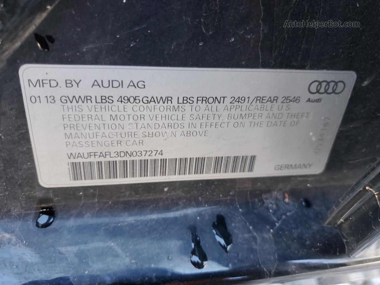 2013 Audi A4 Premium Plus Черный vin: WAUFFAFL3DN037274